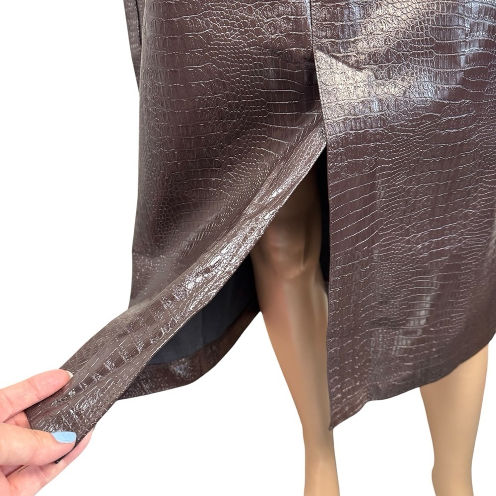 New I.N.C. International Concepts Faux Leather Pencil Brown Skirt Size 10 - Picture 3 of 8
